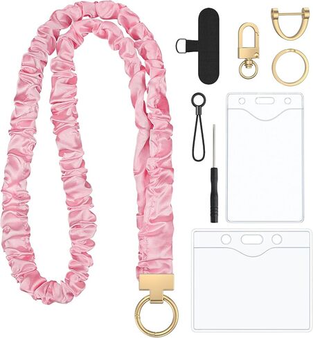 Uniclife Scrunchie Lanyard for Id Badges, Retractable Teacher Lanyards Stretchy Scrunchie Lanyard with Id Holder for Women in Saudi Arabia