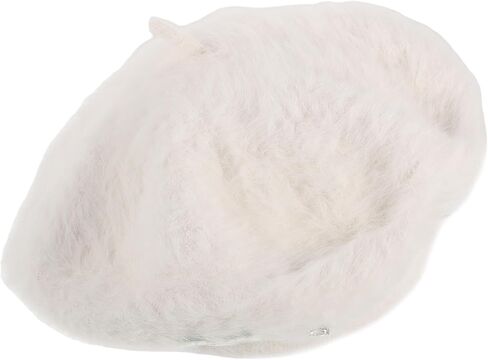 ARTIBETTER Cute White Plush Beret Hat Bow Faux Rabbit Fur Warm Artist Beret for Women Size M 56-58cm in Saudi Arabia