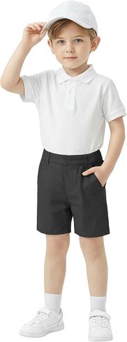 2T 3T 4T 5T Toddler Boys Performance Shorts Stretch Lightweight Casual Khaki Hybrid Chino Dress Shorts School Uniform in Saudi Arabia