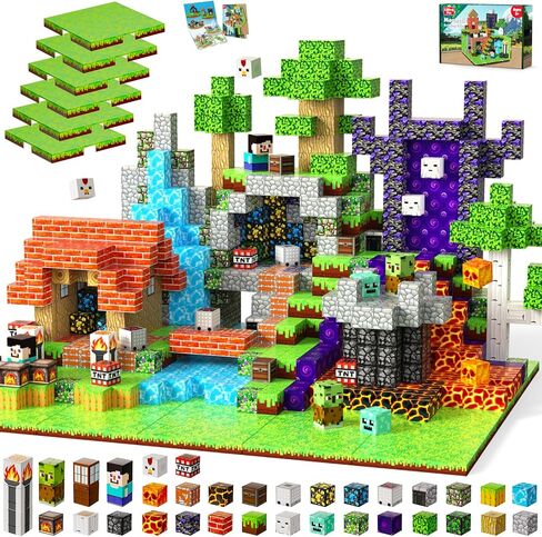 150pcs كتل مغناطيسية مع 6 لوحة أساسية - لبنات البناء مكعبات للأطفال الذين تتراوح أعمارهم بين 4-8 سنوات ، لعبة STEM Magnet Toys Boys Girls ، هدايا أعياد الميلاد. in Kuwait