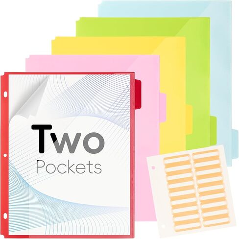 مقاطع موثق جيب Ospelelf مع علامات تبويب لثلاثة رنين الموثق ، 1/3 علامات تبويب ، 5 مجلدات ملفات بلاستيكية مع حجم خطاب الجيوب 8.5 × 11 ، متعدد الألوان ، متعدد الألوان in Kuwait