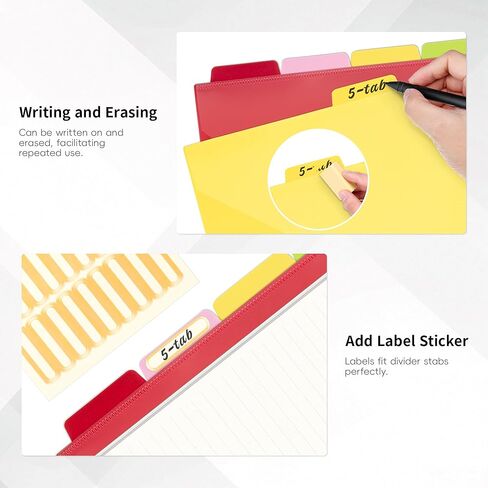 مقاطع موثق جيب Ospelelf مع علامات تبويب لثلاثة رنين الموثق ، 1/3 علامات تبويب ، 5 مجلدات ملفات بلاستيكية مع حجم خطاب الجيوب 8.5 × 11 ، متعدد الألوان ، متعدد الألوان in Kuwait