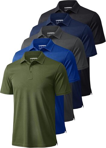 MAGCOMSEN 5 Pack Mens Polo Shirts Short Sleeve Quick Dry Moisture Wicking Golf Polos Casual Athletic Golf Shirt in Saudi Arabia