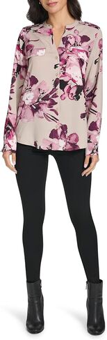 Calvin Klein Womens Long Sleeve Roll Tab Button Front Blouse in Saudi Arabia