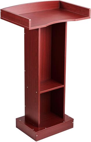 VEVOR Podium Stand, 41-Inch Wooden Lectern, Laptop Desk with Wide Reading Surface and Storage Shelf, Edge Stopper, Elegant Design, Flool-Standing, for Classroom, Conference, Church, and Presentation in Saudi Arabia