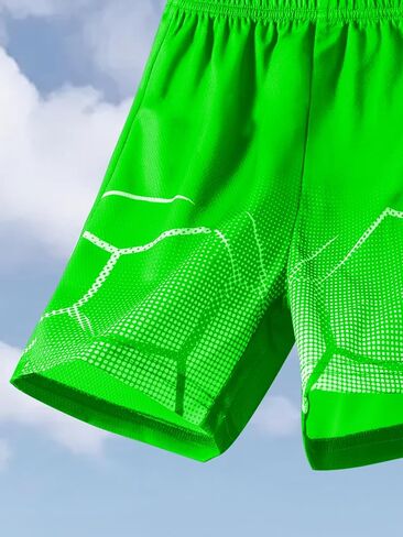 Green Soccer Outfit for Team Sports, Short Sleeve T-Shirt and Shorts Set for Sports Training and Casual Wear in Saudi Arabia