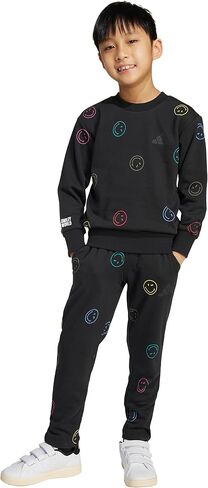 adidas Unisex-Kids' Smiley World Joggers Set, Black/Carbon, X-Small in Kuwait