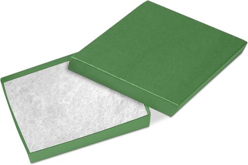 Novel Box 100 Pack Green Jewelry Gift Box 3.5x3.5x0.87in with Cotton Filled | Cardboard Jewelry Box | Gift Boxes with Lids Made in USA | Boxes for Bracelet Necklace Ring Earrings in Saudi Arabia