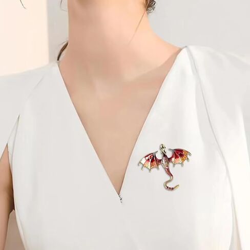 Red Flying Dragon Men's Brooch Tie Pin Personality for Formal Wear Accessories Jewelry Gift in Saudi Arabia