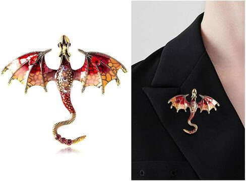 Red Flying Dragon Men's Brooch Tie Pin Personality for Formal Wear Accessories Jewelry Gift in Saudi Arabia