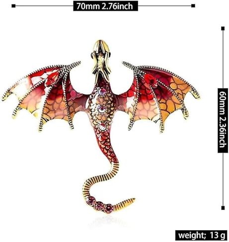 Red Flying Dragon Men's Brooch Tie Pin Personality for Formal Wear Accessories Jewelry Gift in Saudi Arabia