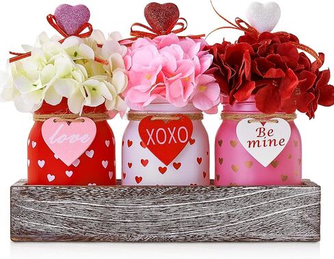 ديكور طاولة عيد القديس باتريك، قطع مركزية للطاولات، ديكورات مركزية لطاولة برطمان ميسون مع صينية خشبية لبيت المزرعة، زهور صناعية، نبات النفل، أعواد أسنان، 22 قطعة من ديكورات عيد القديس باتريك in Kuwait