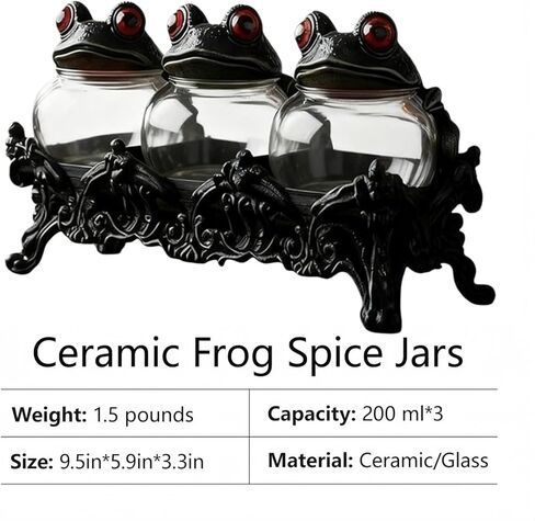 2026 New Handcrafted Witchy Frog Apothecary Spice Jars - 3 Piece Set with Frog Lids, Vintage Unique Witchcore Kitchen Décor for Salt, Pepper, Herbs & Tea Leaves in Saudi Arabia