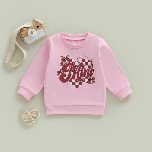 Canis Family مطابقة الأم وأنا عيد الحب البلوز كيوبيد ماما صغير الحب القلب Coquette القوس Crewneck البلوز العلوي in Saudi Arabia