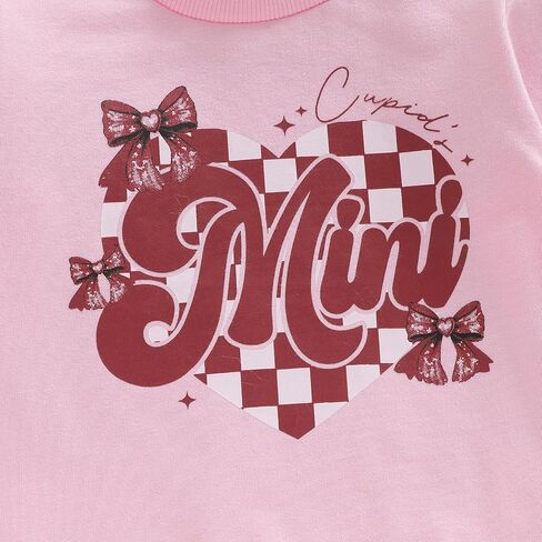 Canis Family مطابقة الأم وأنا عيد الحب البلوز كيوبيد ماما صغير الحب القلب Coquette القوس Crewneck البلوز العلوي in Saudi Arabia