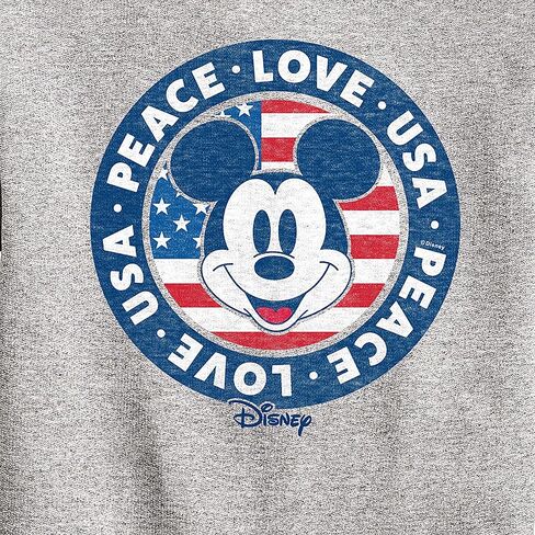 Disney Americana - Mickey Peace Love USA - سترة صوفية برقبة مستديرة للأطفال الصغار والشباب in Kuwait