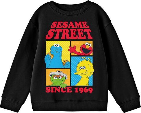 Sesame Street Since 1969 Boxed Character Art Crew Neck Long Sleeve Youth Black Sweatshirt in Saudi Arabia