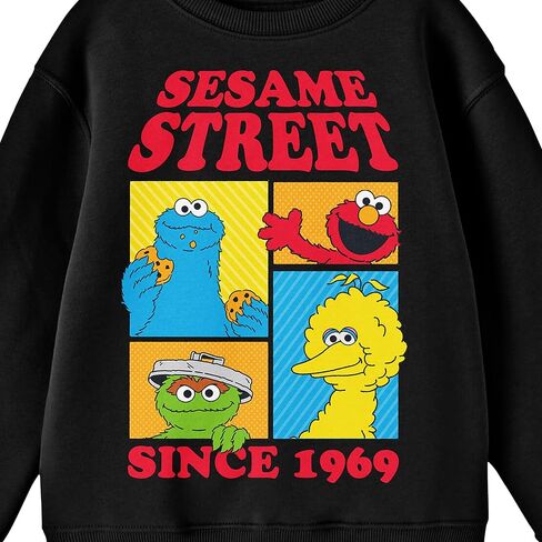 Sesame Street Since 1969 Boxed Character Art Crew Neck Long Sleeve Youth Black Sweatshirt in Saudi Arabia