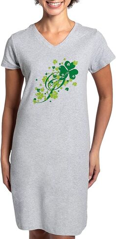 قميص نوم نسائي من CafePress Shamrocks And Swirls، قميص بيجامة طويل ناعم، بيجامة/بيجامة قطنية in Kuwait