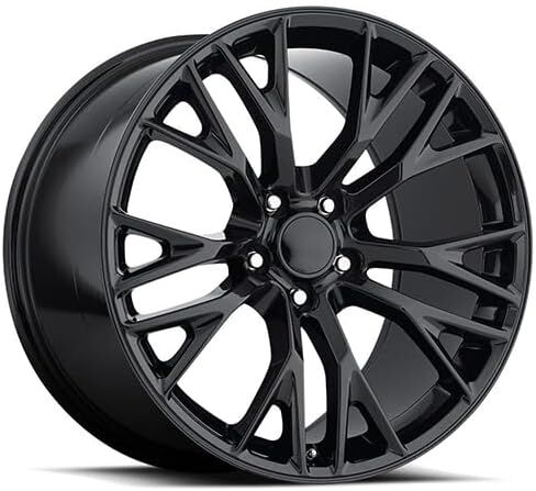 مقاس 19 × 12 بوصة يناسب FR 22 C7 Z06 لعجلة كورفيت باللون الأسود اللامع - نمط مسمار 5 × 4.75 بوصة - إزاحة 59 مم - حجم المحور 70.3 مم in Kuwait