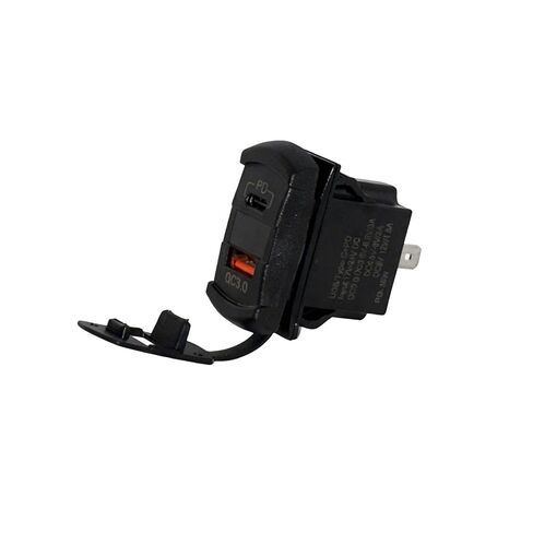 UTV Plug & Play 3.0 منفذ USB مزدوج ومنفذ Type-C مع موصل الفولتميتر بسبار الروك التبديل شاحن سريع متوافق مع Polaris Ranger RZR General Pulse Bus Bar in Saudi Arabia