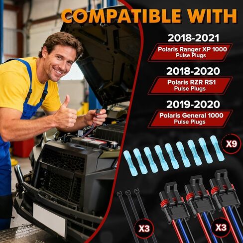 moveland Polaris Bus Bar Connectors – 3-Pack Pulse Bar Wire Harness for Polaris Ranger XP 1000, RZR RS1 Pro, General 2018-2024 (Black Blue Red) in Saudi Arabia