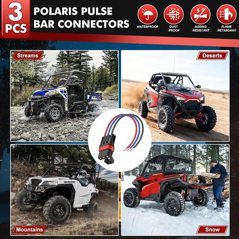 moveland Polaris Bus Bar Connectors – 3-Pack Pulse Bar Wire Harness for Polaris Ranger XP 1000, RZR RS1 Pro, General 2018-2024 (Black Blue Red) in Saudi Arabia
