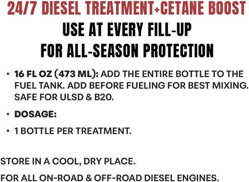 Doc's Diesel 24/7 Cetane Boost Diesel Fuel Additive – All-in-One ULSD Treatment | Lubricates & Protects Fuel Pumps and Injectors, Cleans Fuel System – 16 oz (1 Pack) in Saudi Arabia