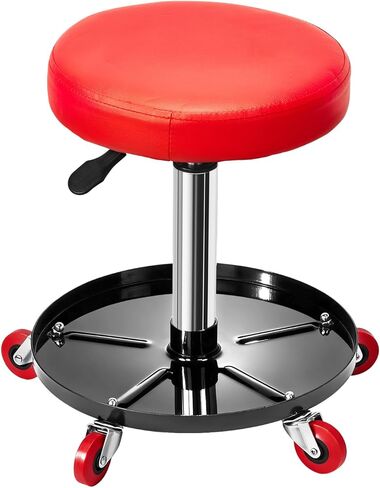 Mechanic Stool, Pneumatic Roller Seat Rolling Pneumatic Creeper Garage Shop Seat, Adjustable Height 15.7"-20.2" Padded Rolling Workshop Stool with Tool Tray for Garage Shop Auto Repair in Saudi Arabia