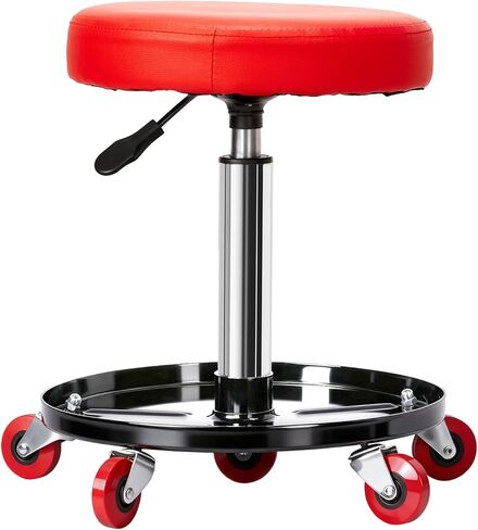Mechanic Stool, Pneumatic Roller Seat Rolling Pneumatic Creeper Garage Shop Seat, Adjustable Height 15.7"-20.2" Padded Rolling Workshop Stool with Tool Tray for Garage Shop Auto Repair in Saudi Arabia
