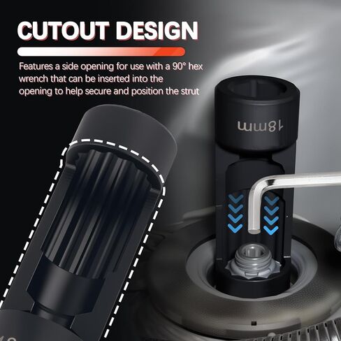 18mm Car Strut Nut Socket with 1/2" Drive Port,12 Point Suspension Strut Socket for Disassembling Shock Nut,Sturdy Automotive Tools Shock Absorber Sockets for Cars SUVs in Saudi Arabia