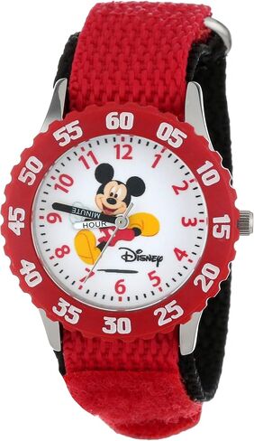 ساعة ديزني للأطفال W000003 Time Teachers Mickey Mouse من الفولاذ المقاوم للصدأ مع سوار من النايلون بلونين in Kuwait