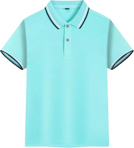 Teen Boys Classic Polo Shirt Short Sleeve School Uniform Shirts Button Closure Collared Shirts for Kids 8-15 Years in Saudi Arabia