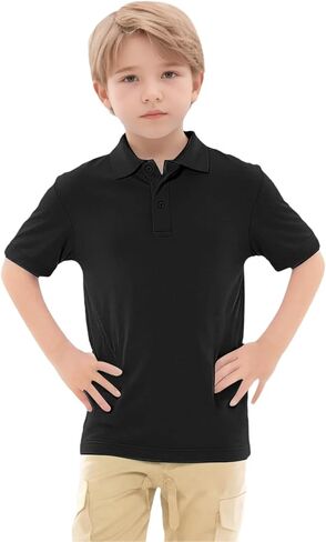 Teen Boys Classic Polo Shirt Short Sleeve School Uniform Shirts Button Closure Collared Shirts for Kids 8-15 Years in Saudi Arabia