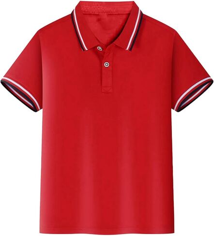 Teen Boys Classic Polo Shirt Short Sleeve School Uniform Shirts Button Closure Collared Shirts for Kids 8-15 Years in Saudi Arabia