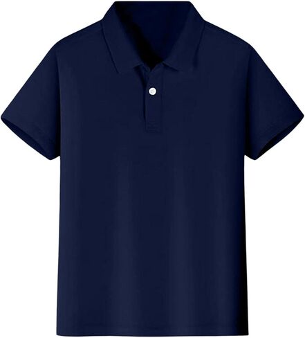 Teen Boys Classic Polo Shirt Short Sleeve School Uniform Shirts Button Closure Collared Shirts for Kids 8-15 Years in Saudi Arabia
