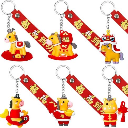 24Pcs Horse Keychains，2025 Chinese New Year Horse Keyholder Hanging Pendants for Keys Car Bag Backpack Hanging Decor Lunar Year Zodiac Blessing Souvenir in Saudi Arabia