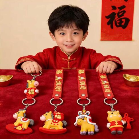 24Pcs Horse Keychains，2025 Chinese New Year Horse Keyholder Hanging Pendants for Keys Car Bag Backpack Hanging Decor Lunar Year Zodiac Blessing Souvenir in Saudi Arabia