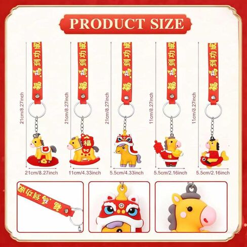 24Pcs Horse Keychains，2025 Chinese New Year Horse Keyholder Hanging Pendants for Keys Car Bag Backpack Hanging Decor Lunar Year Zodiac Blessing Souvenir in Saudi Arabia