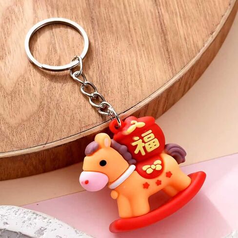 24Pcs Horse Keychains，2025 Chinese New Year Horse Keyholder Hanging Pendants for Keys Car Bag Backpack Hanging Decor Lunar Year Zodiac Blessing Souvenir in Saudi Arabia