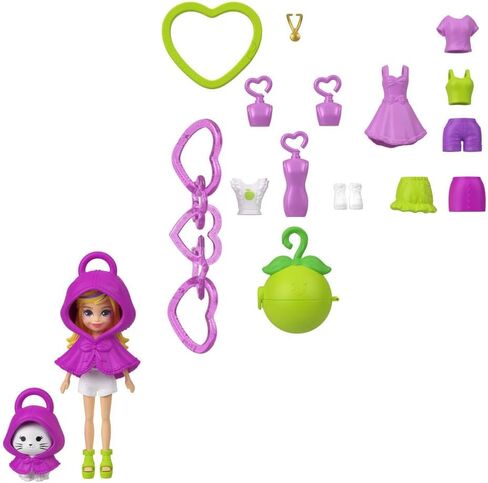 Polly Pocket Dolls & Pets Keychain Playset, Fruit Themed Fashion Accessories and Bag Charms in Saudi Arabia