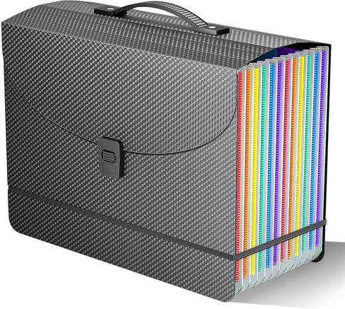 25 Pockets Expanding File Folders,Accordion File Organizer,Portable Filing Box with Plastic Handle,Expandable File Folder,Monthly Bill Receipt Paper and Document Organizer,Colored Tabs,A4/Letter Size in Saudi Arabia