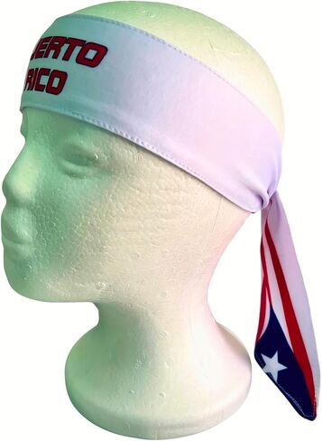 Puerto Rico Flag Headband for Men and Women, Long Athletic Head Band with Adjustable Knot for Cycling, Running, Gym, Sportswear Accessory Outdoor Headband, Patriotic Design in Saudi Arabia