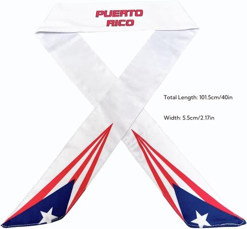 Puerto Rico Flag Headband for Men and Women, Long Athletic Head Band with Adjustable Knot for Cycling, Running, Gym, Sportswear Accessory Outdoor Headband, Patriotic Design in Saudi Arabia