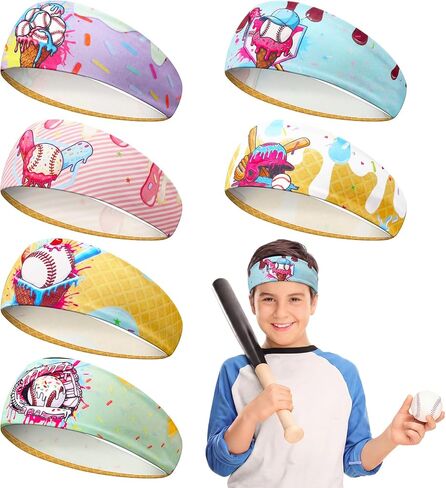 Jecery 12 Pcs Baseball Ice Cream Drip Headbands Youth Baseball Drips Birthday Party Favor Elastic Polyester Sweatband Respect The Drip for Basketball, Football, Running, Stuff for Women Men Team Gift in Saudi Arabia