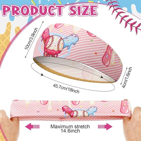 Jecery 12 Pcs Baseball Ice Cream Drip Headbands Youth Baseball Drips Birthday Party Favor Elastic Polyester Sweatband Respect The Drip for Basketball, Football, Running, Stuff for Women Men Team Gift in Saudi Arabia