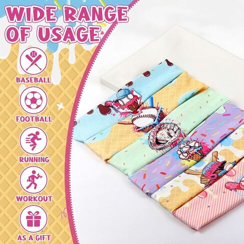 Jecery 12 Pcs Baseball Ice Cream Drip Headbands Youth Baseball Drips Birthday Party Favor Elastic Polyester Sweatband Respect The Drip for Basketball, Football, Running, Stuff for Women Men Team Gift in Saudi Arabia
