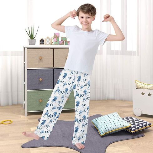Pfrewn 67 Pattern Pajama Pants Soft PJ Long Sleep Lounge Bottoms Ages 6-14 Years in Saudi Arabia