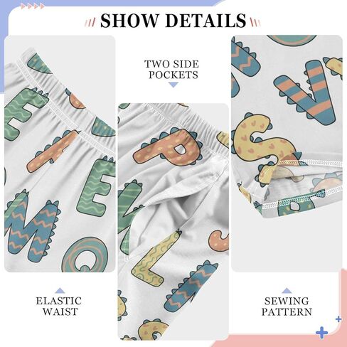 Abc Pattern Cartoon Boys' Pajama pants Jogger Pants Elastic Waist pj Bottoms Sleepwear with Pockets for 6-14 Years in Saudi Arabia