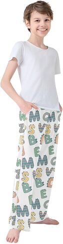 Abc Pattern Cartoon Boys' Pajama pants Jogger Pants Elastic Waist pj Bottoms Sleepwear with Pockets for 6-14 Years in Saudi Arabia